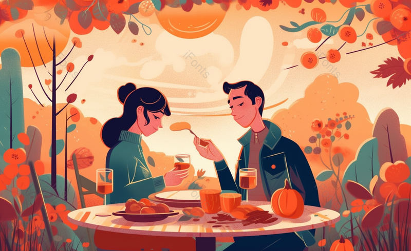 浪漫卡通情侣约会共进烛光晚餐情人节手绘插画,插画/手绘图,插画/手绘图库,插画/手绘图下载,插画/手绘